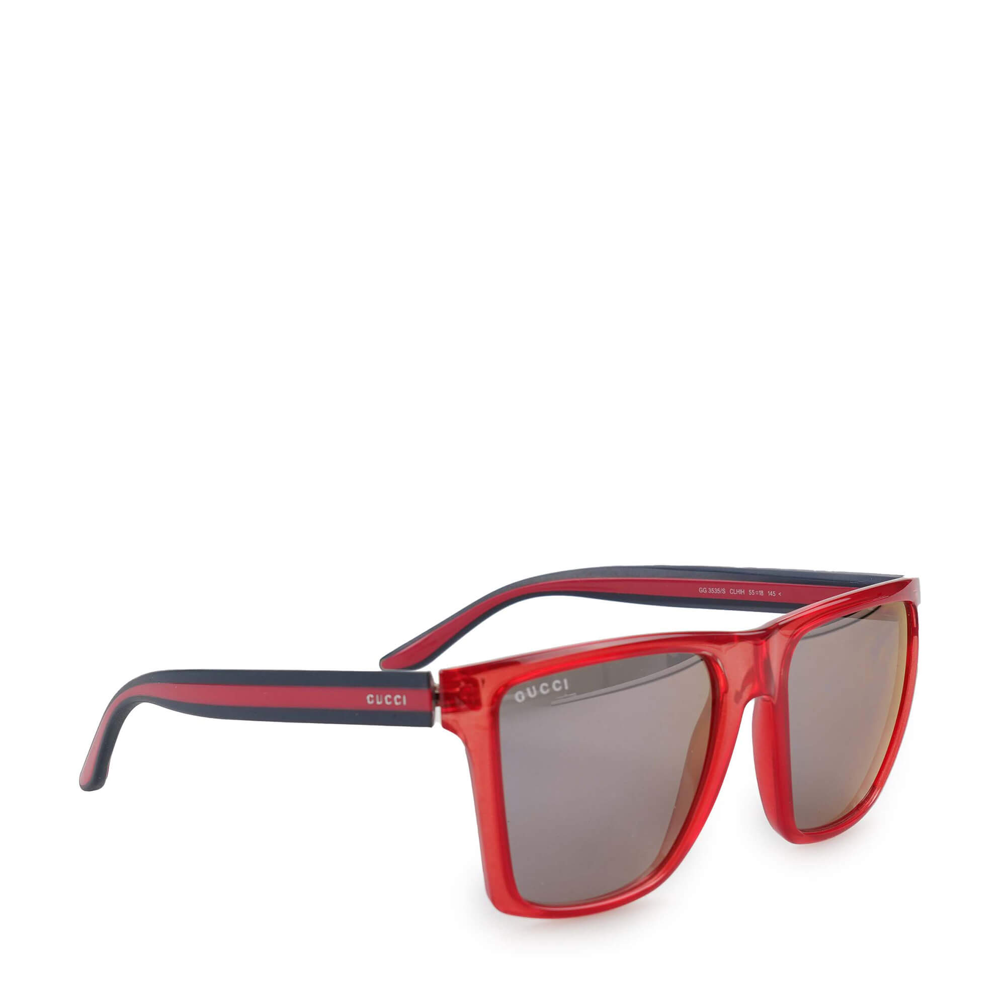 Gucci - Red Square Frame and Black Web Arms Sunglasses 